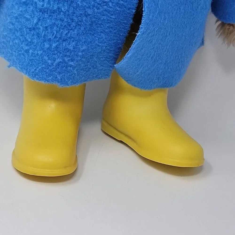 Vintage Paddington Bear Doll Raincoat Rain Boots Blue Yellow Toy 1977 Eden Toys
